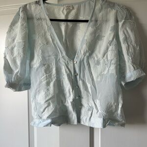 Light Blue Embroidered Women's Top